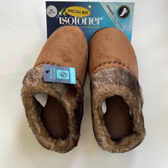 isotoner Shoes - Isotoner Brown Slippers with Faux Fur Lining - 9.5/10